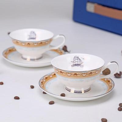 Zestaw filiżanek do kawy i spodków Shengshi Tangyun z porcelany kostnej