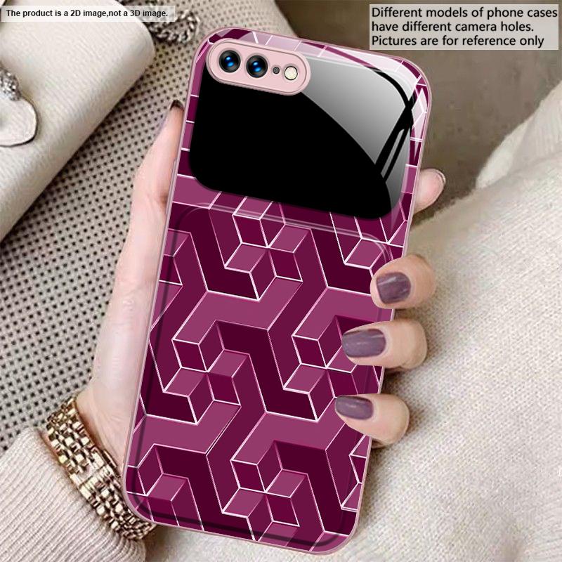 Abstract geometric grid For iPhone 17 Air 16 E 15 14 13 Plus 12 mini 17 Pro Max 11Pro XR Xs 7 8 11 Tempered Glass Phone Case