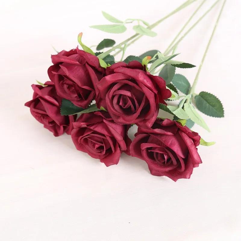 30PCS Simulation Silk Roses Artificial Flowers Wedding Home Valentine's Day Decoration Advanced Fake Bouquet Wall