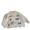 Kids Spring Autumn Cardigan Sweater with Cartoon Print for Boys and Girls