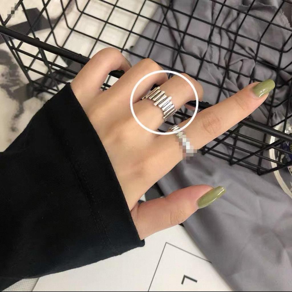 Adjustable Thai Silver Retro Ring: Trendy, Versatile, Hip Hop-Inspired Design for Women