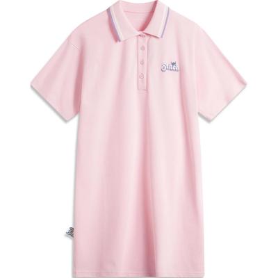 Li Ning X Disney Collaboration Stitch Series Solid Color Comfortable Breathable Versatile Casual Sports Short Sleeve Dress Women Dresses ASKU068-4
