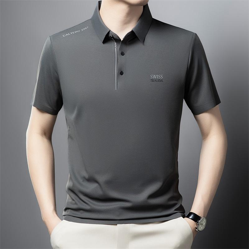 Men's Short-Sleeved T-shirt Polo Shirt Summer Business Casual Men's Clothing Seamless Lapel T-shirt