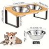1 piece wooden pet feeder, anti knock and cervical protection for dogs, cat, large feeding bowl holder, wooden dog bowl