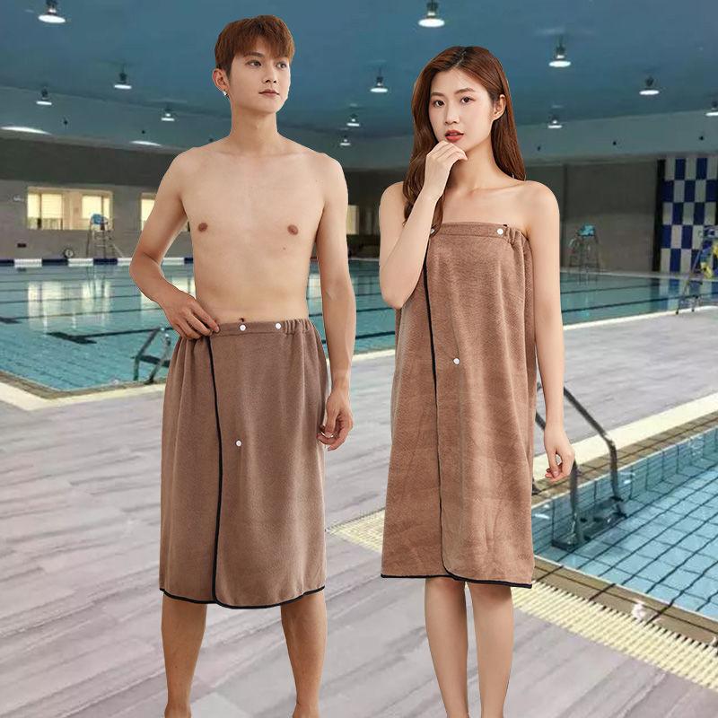 Bath towel couple style one pair of 2pcs men and women can wear or wrap bath skirt home absorbent no lint plus size bathrobe