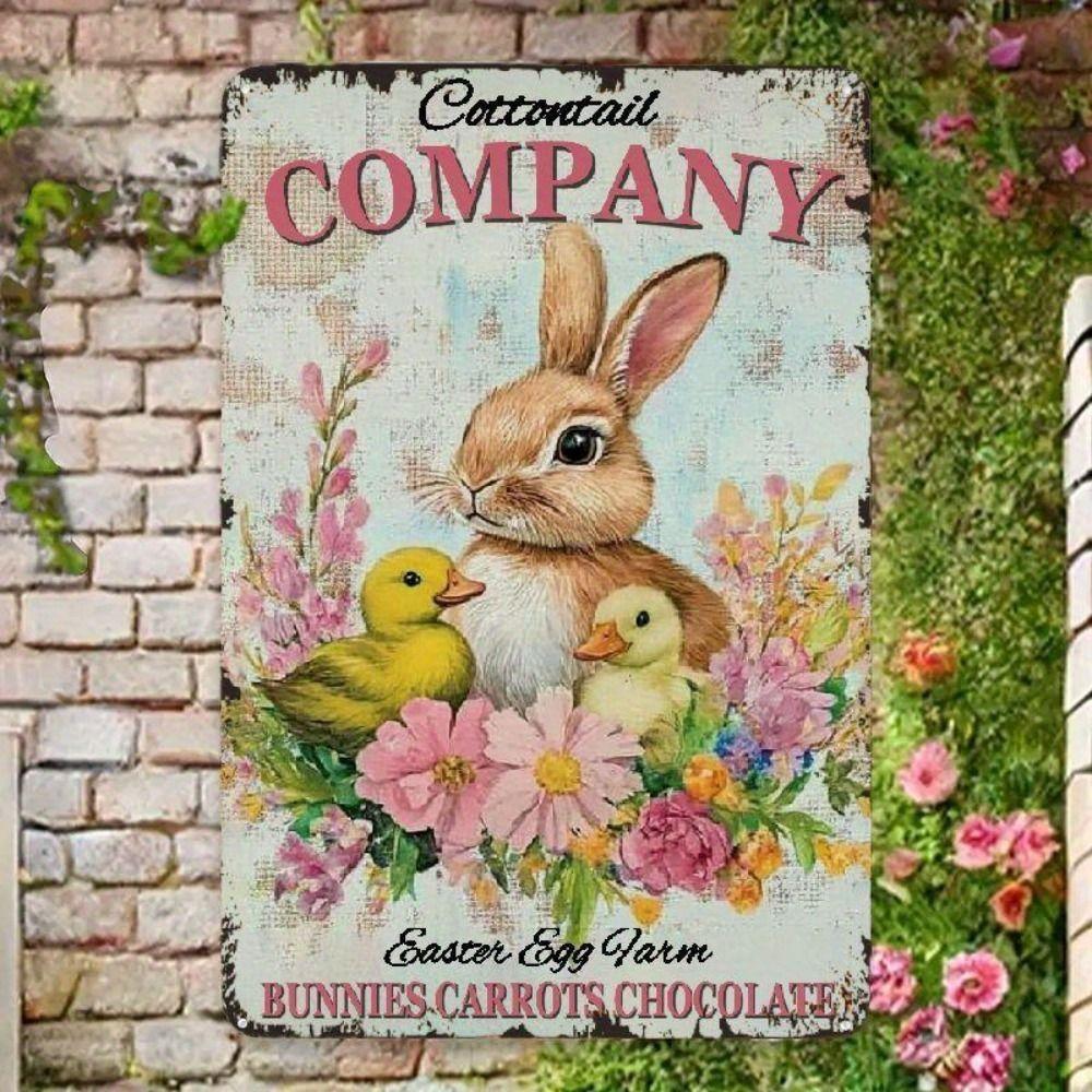 Easter Rabbit Metal Tin Sign Wall Art Decor 20x30cm