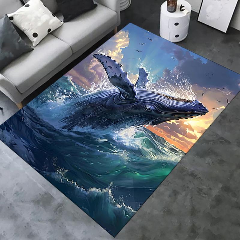 Whale Theme Office Carpet Chair Mat: Large Size, Non Slip Desk Pad for Home Decor, Suitable for Bedroom, Living Room, and Various Rooms