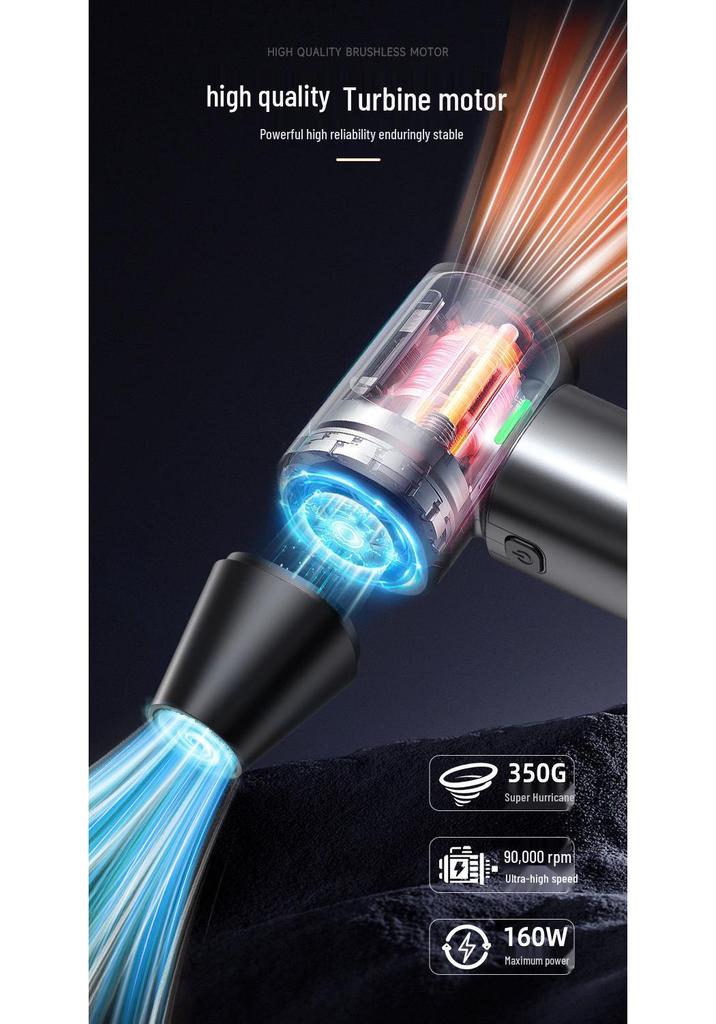 High-Speed 130,000 RPM Turbo Fan with 3-Speed Settings & 8000mAh Battery for Car Drying