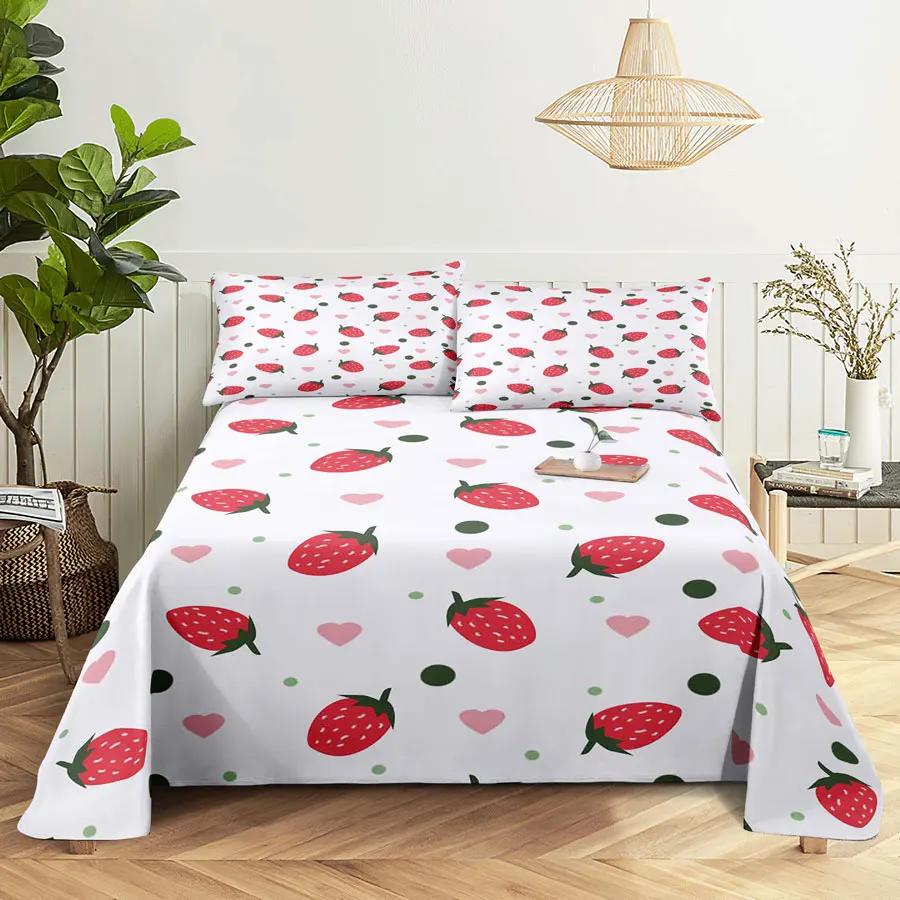 Fruit Bed Sheet Set and Pillow Case Queen King Size Bedding Set Lemon Print Pillowcase for Double Twin Full Single Bed Free Ship