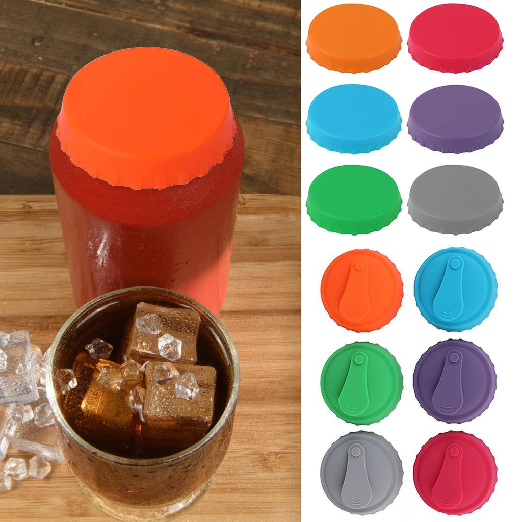Set of 6 Silicone Beverage Can Lids Beer Can Caps Covers Portable Drink Sealers Assorted Color Lid Protectors Tool