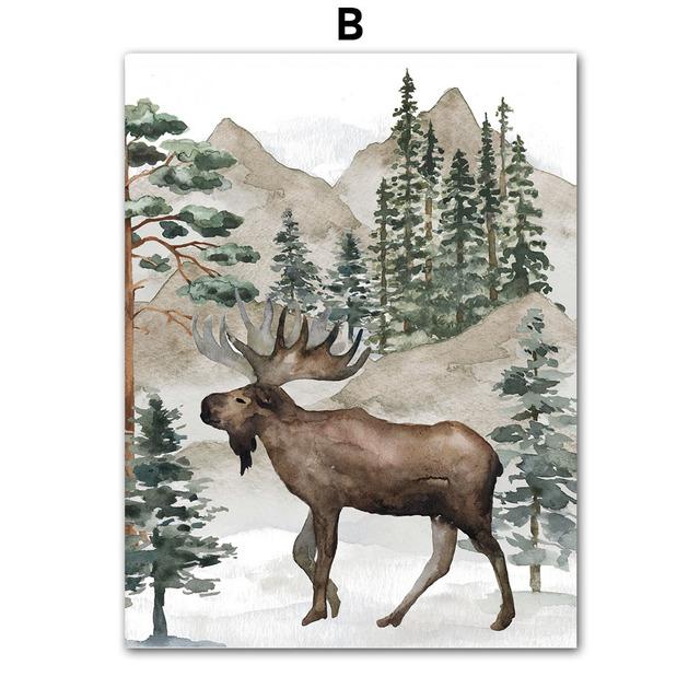 Bear Deer Fox Wolf Forest Jungle Animal Nursery Wall Art Canvas Painting Nordic Posters and Prints Pictures Kids Room Home Decor