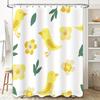 Animal Print Shower Curtain Yellow Flowers Birds Pattern Waterproof Fabric Bathroom Decor White Background (128 characters)