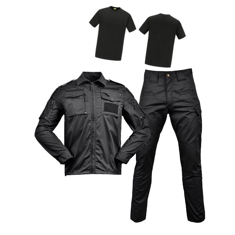 

Чоловіча бавовняна футболка з круглим вирізом, камуфляж, саржа, уніформа чорного кольору 3XL чорний