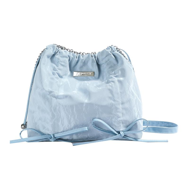 

Bow large-capacity bag women s summer 2024 new trendy fashion chain tote bag versatile messenger armpit bag синій