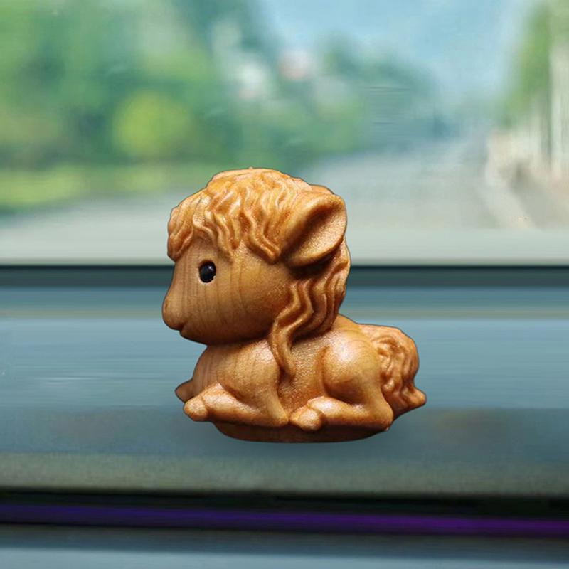1/2pcs Charming Handcrafted Horse Statue 2026 Chinese New Year Zodiac Horse Ornaments Wood Carving Desktop & Holiday Decor Gift