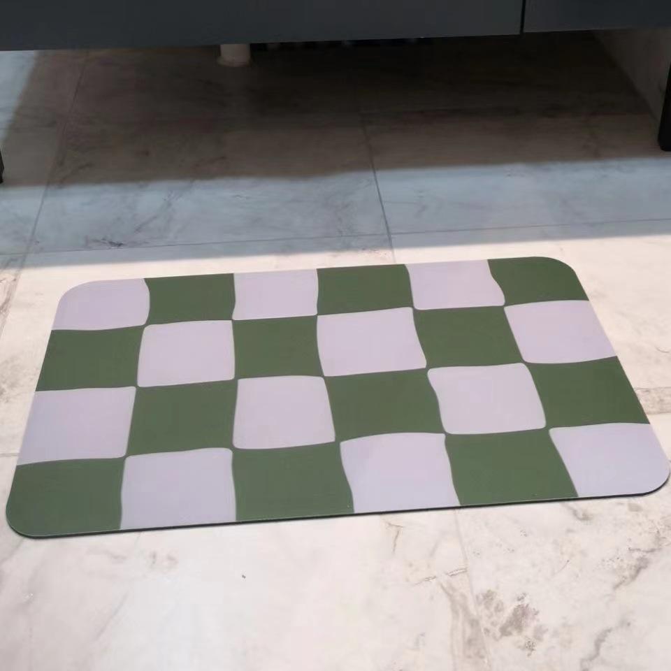 Creative Checkerboard Quick-drying Door Mat Modern Simple Diatom Mud Absorbent Mat Bathroom Toilet Non-slip Rug