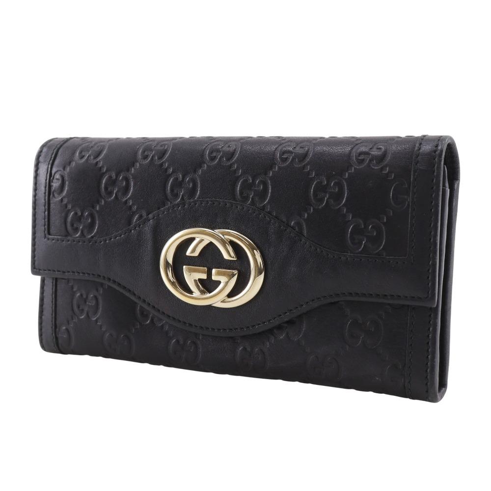 GUCCI Interlocking G Purse 282434 black Sima leather Women Used