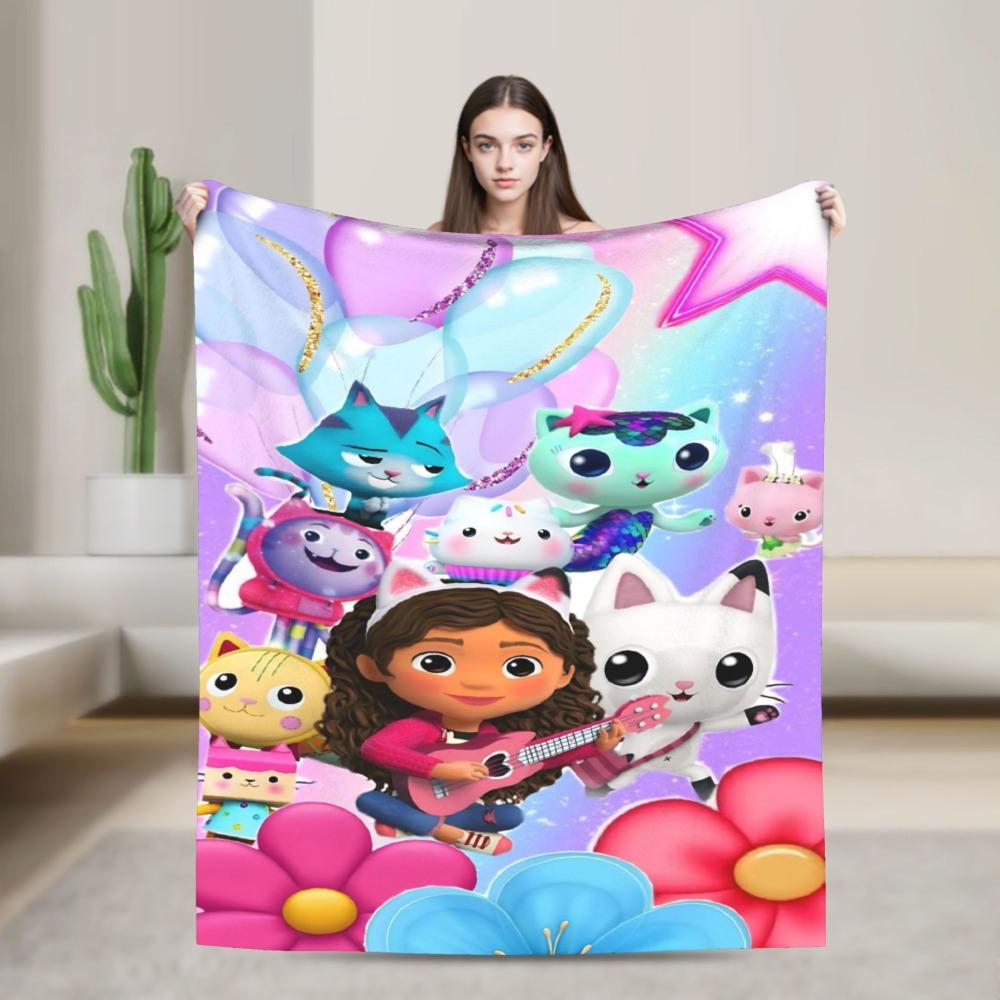 Gabby flannel blanket cute cartoon design soft blanket for the bedroom camping cosy bedspread sofa bed cover
