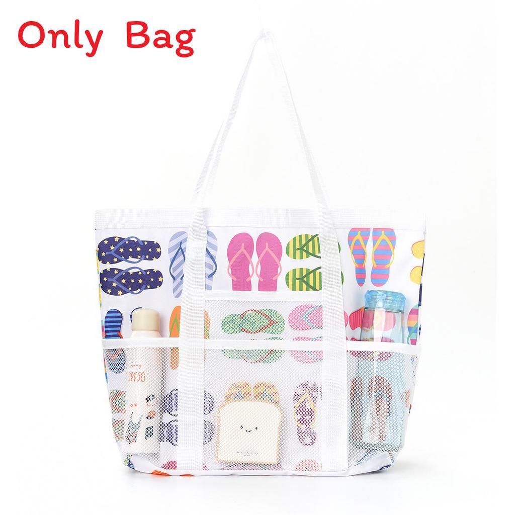Travel Mesh Storage Bag With Multiple Pockets For Beach And Bathroom Organization