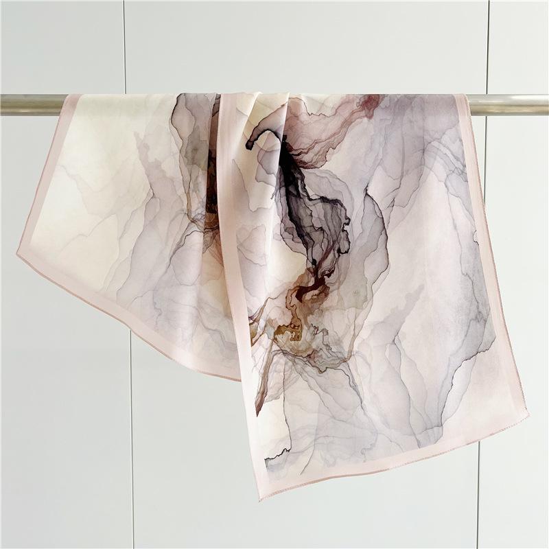 Double-side 100% Real Silk Scarf for Women Spring and Summer Mulberry Silk Ribbon Scarf All-match Small Long Neckerchief Shawl