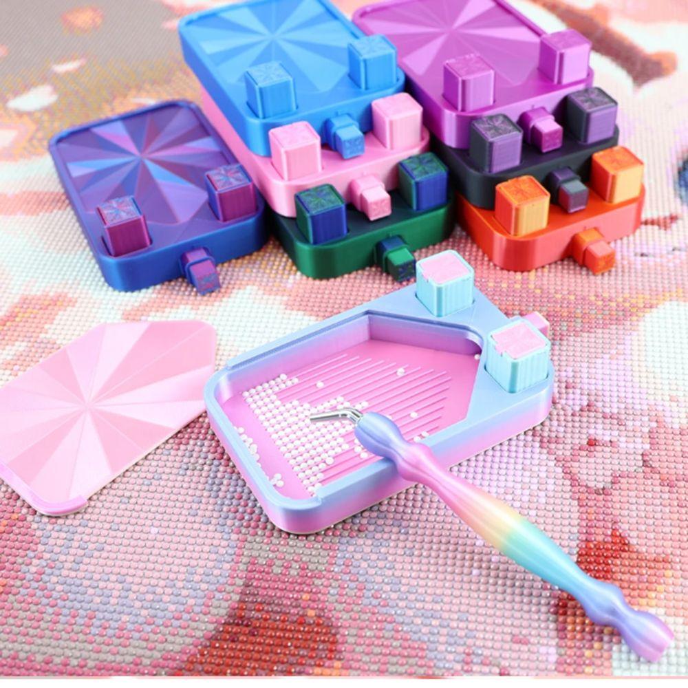 Multi-Color Partitioned Rhinestone Storage Tray Silky  Painting Accessories  for Adults