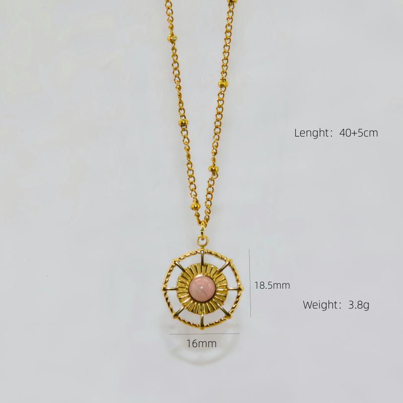 

18k Gold-Plated Titanium Teardrop Necklace with Pink Natural Stone