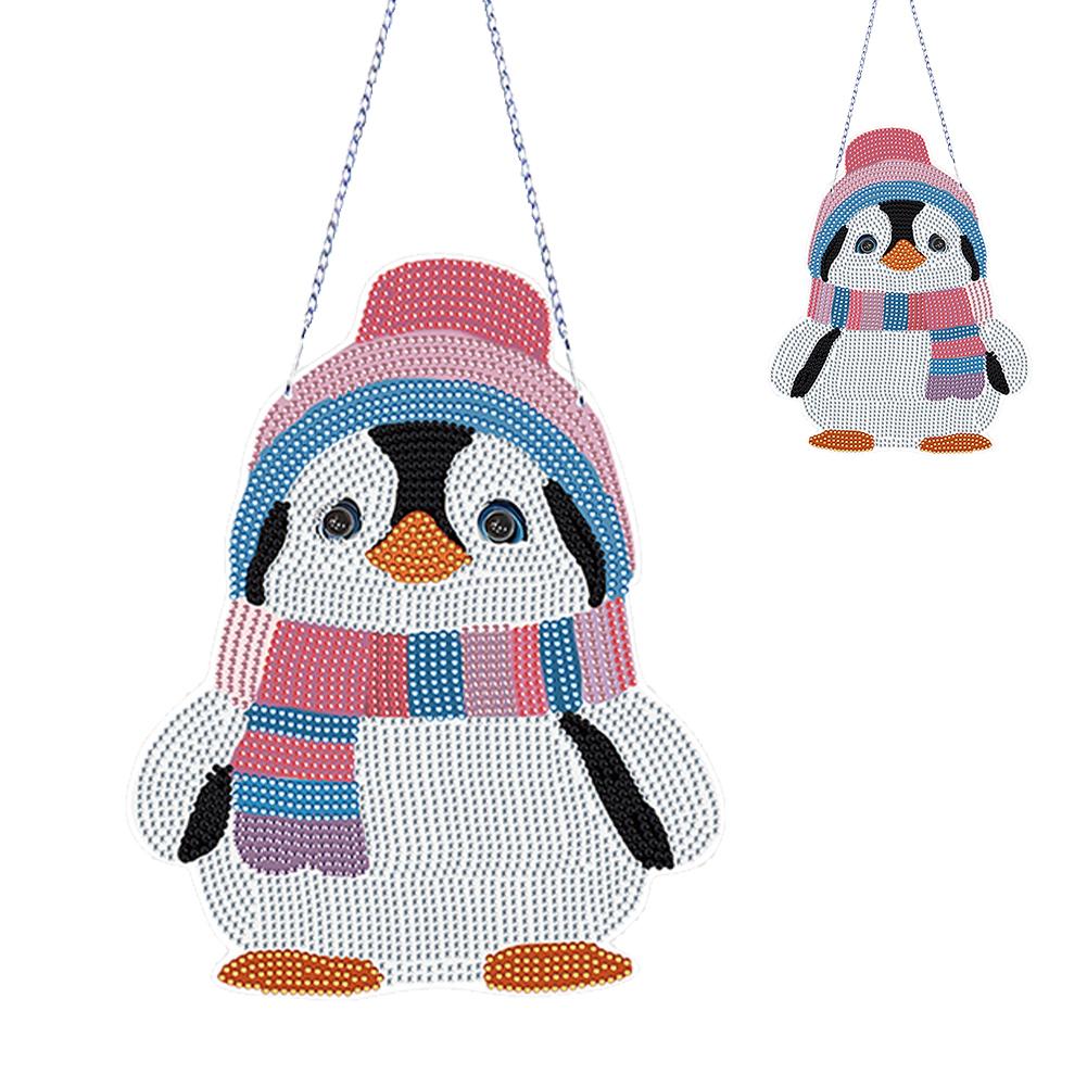 Pinguin 5D DIY Diamantmalerei Punkte Anhänger Diamantmalerei Ornamente Diamantmalerei Hängeanhänger für Garten Fenster Dekoration
