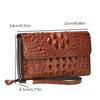 Genuine Leather Men's Wallet Crocodile Texture Business Card Holder Luxury RFID Blocking Slim Bifold Zipper Clutch Pouch