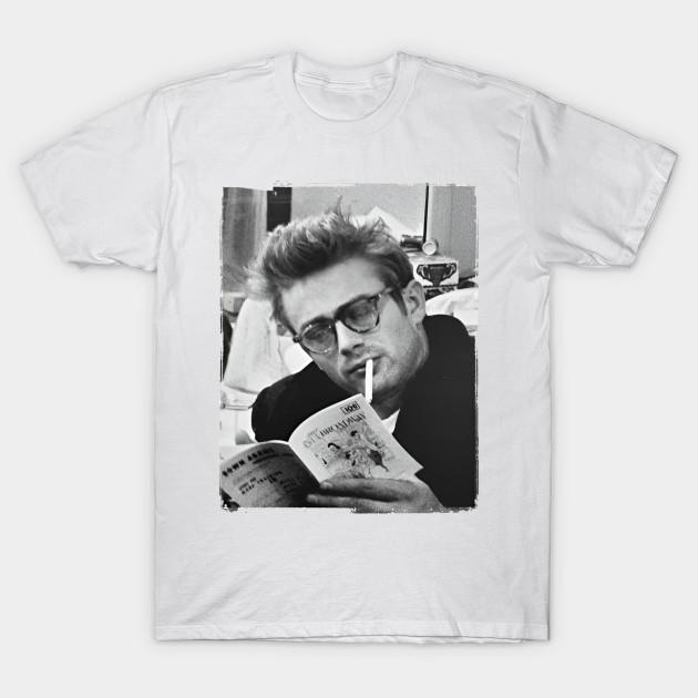 

Men Black Print T-shirt James Dean Retro No-Cut Transfer Paper Print Cotton Tshirt 3XL