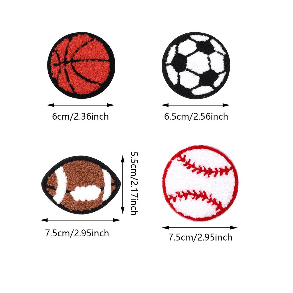 4pcs Sports Towel Embroidered Fabric Patches Basketball Football Rugby Baseball Ironing Patches For Clothing Sewing DIY Applique