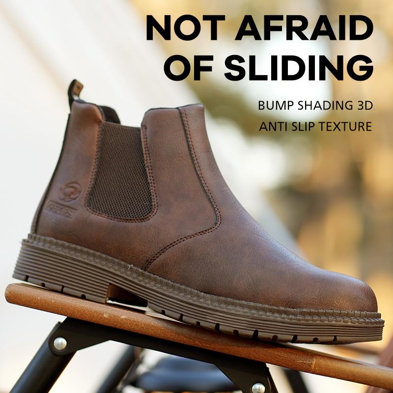 Men Safety Boots Steel Toe Shoes Work Shoes Leather Boots Indestructible Shoes Puncture-Proof Boots