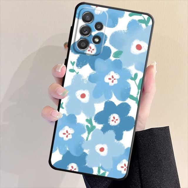 Μαύρη μαλακή πλάτη πολυτελής θήκη τηλεφώνου για Samsung Galaxy A33 A32 A21s A53 A22 A71 A31 A51 A13 A23 A72 A52 A11 Υπέροχο κάλυμμα λουλουδιών