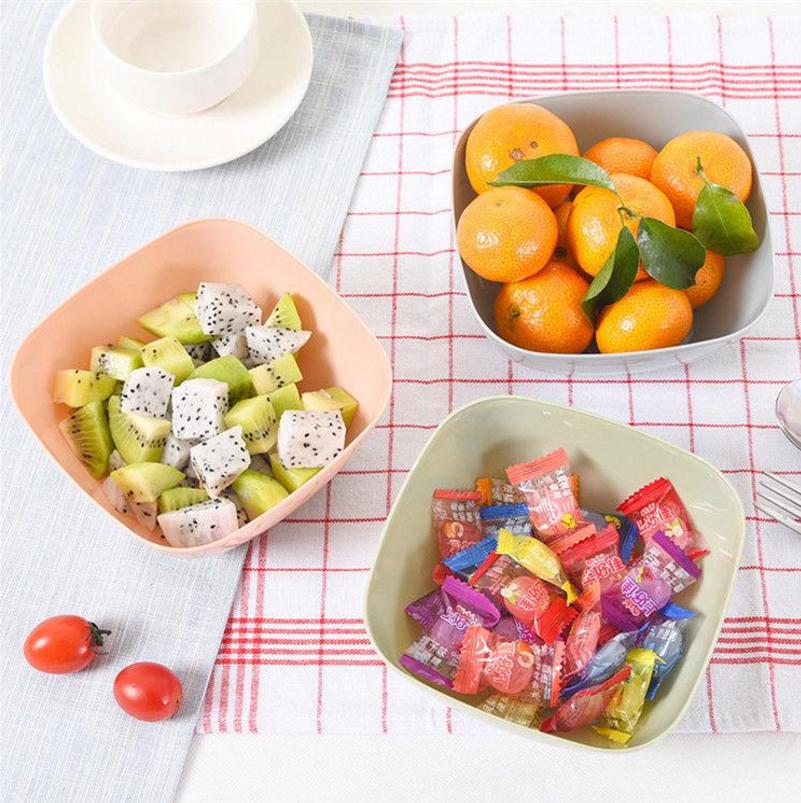Versatile Food Grade Plastic Square Fruit Plate Colorful Serving Bowl Candy Dish
