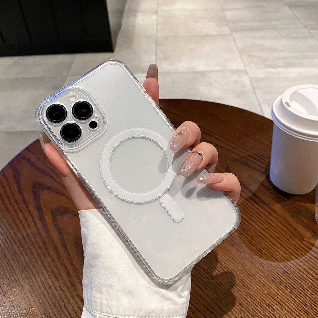 Applicable To Apple 16promax Sequencing Magnetic Suction Phone Case Iphone15 Acrylic Transparent Protective Case Charging
