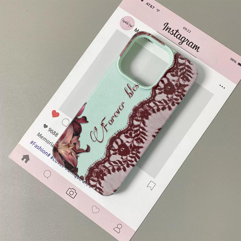 

Red floral lace Pattern Phone Case For iPhone 17 17Air 16 15 14 13 12 11 Pro Max Y2K Sexy Aesthetics Silicone Soft Cover Funda iPhone 13