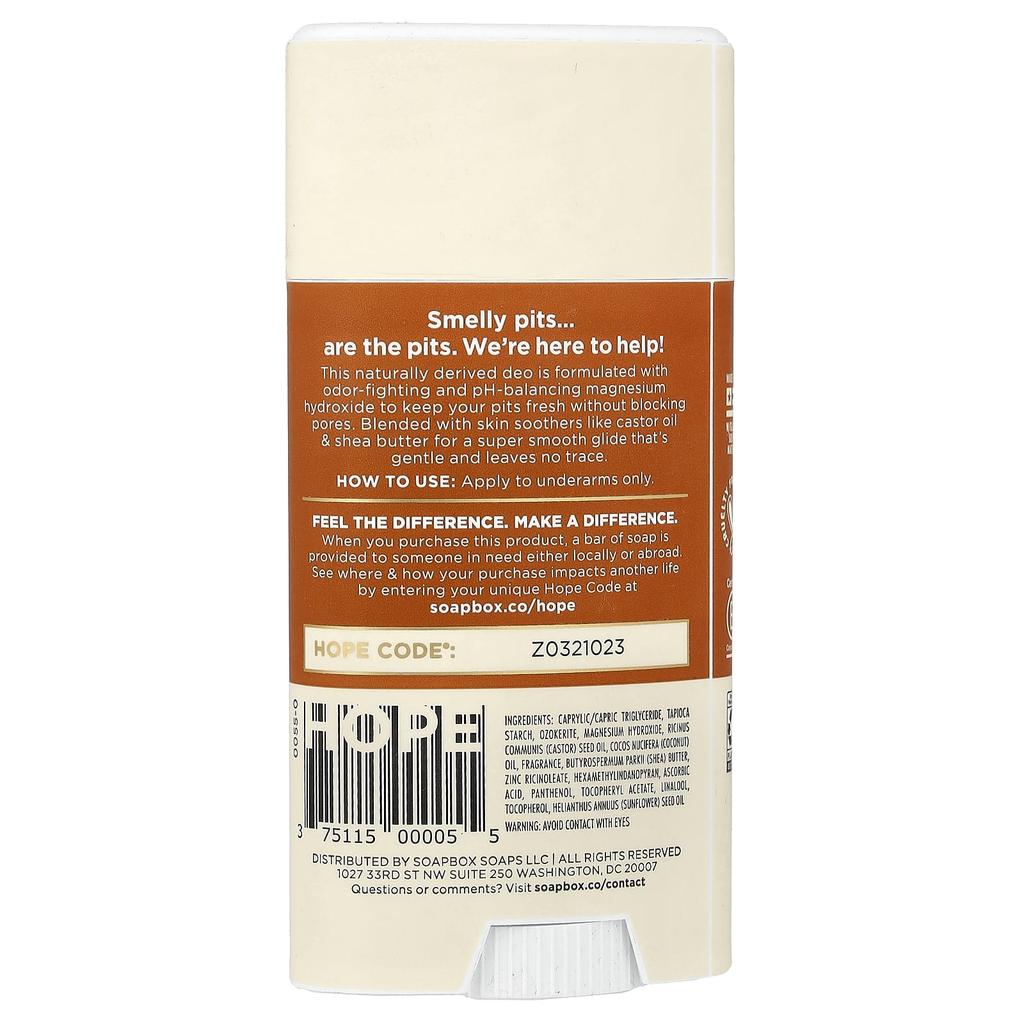 Soapbox, Aluminum-Free Deodorant, Coconut Vanilla, 75g (2.65oz)