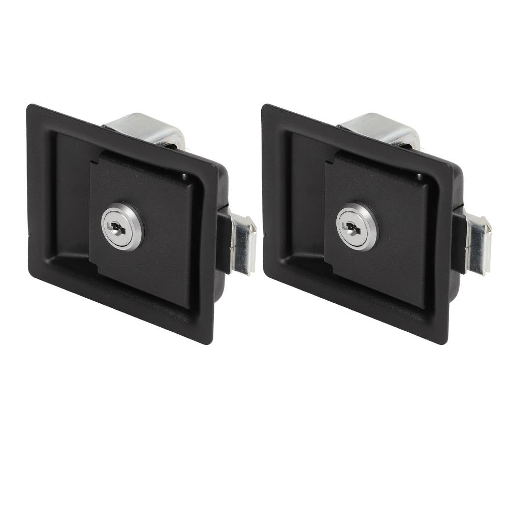 2 Pcs Easy Install Carbon Steel RV Handle Latch Black With Keys Toolbox Cabinet Lock Zinc Alloy RV Door Lock RV Toolbox