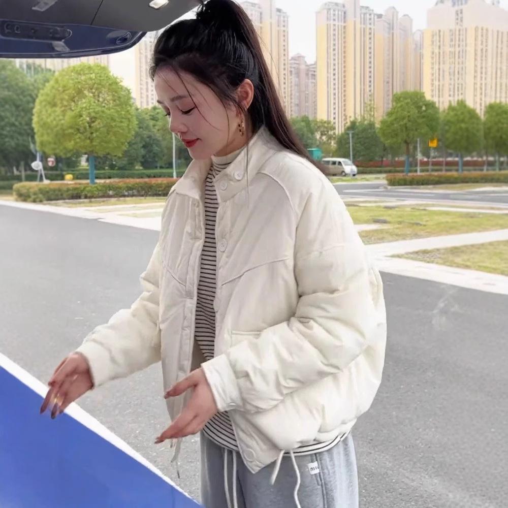 Women's 2024 Autumn/Winter Slimming Lightweight Stand-Up Collar Padded Jacket - Casual Petite Fit Warm Cotton Coat