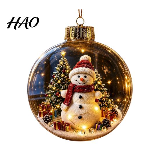 Warm Light Seasonal Ornaments Glowing Clear Christmas Ball Ornament, Up Story Decoration with LED Unique Holiday Souvenirs Light, Mini Scene Xmas Tree
