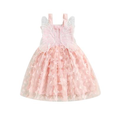 Toddler Baby Girl Princess Dress, Summer Sleeveless Tulle Dress with Butterfly Wings
