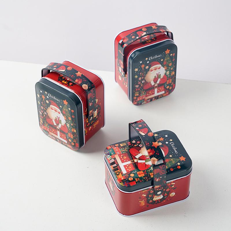 Christmas Gift Tin Box Cartoon Santa Claus Merry Christmas Tinplate Boxes Xmas New Year Candy Cookie Packaging Boxes Decorations