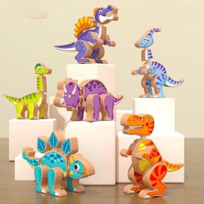 Kinderhandgefertigtes Holz-Jura-Dinosaurier 3D Dreidimensionales Montage-Baustein-Modell Hand-Auge-Koordination Puzzle-Spielzeug