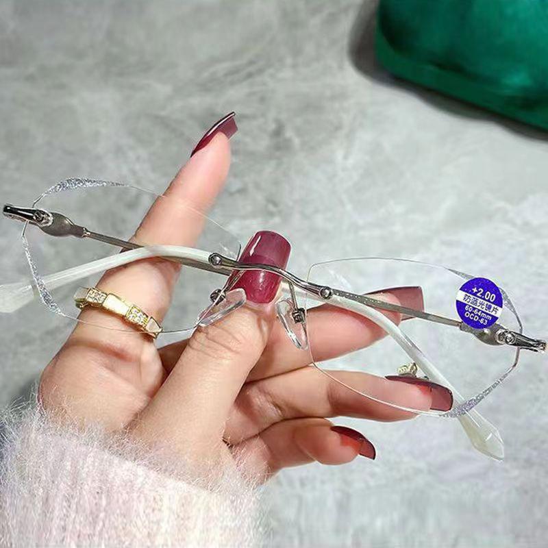 

Безободковые очки для чтения для мужчин и женщин, с металлической оправой, защитой от синего света, очками для защиты от усталости глаз с +1.5 +2.0 +2.5 +3.0 +3.5 0 серебряный