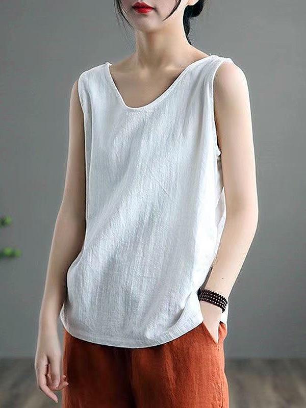 Purple Retro-Inspired Cotton Linen Spaghetti Strap Tank Top for Women