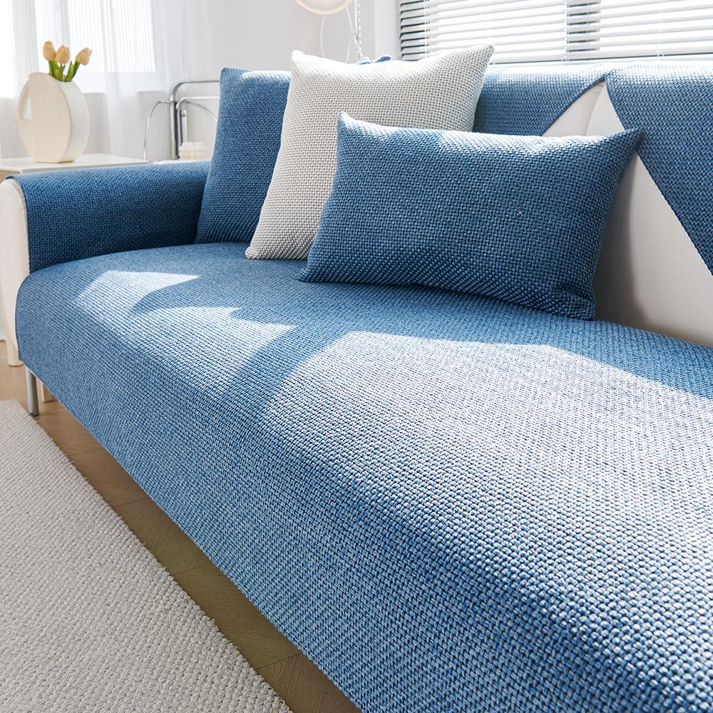 

1 шт. Чехол для дивана из льна и хлопка в скандинавском стиле, однотонный, нескользящий, на все сезоны, универсальный чехол для дивана L для гостиной 110x160cm 1pc