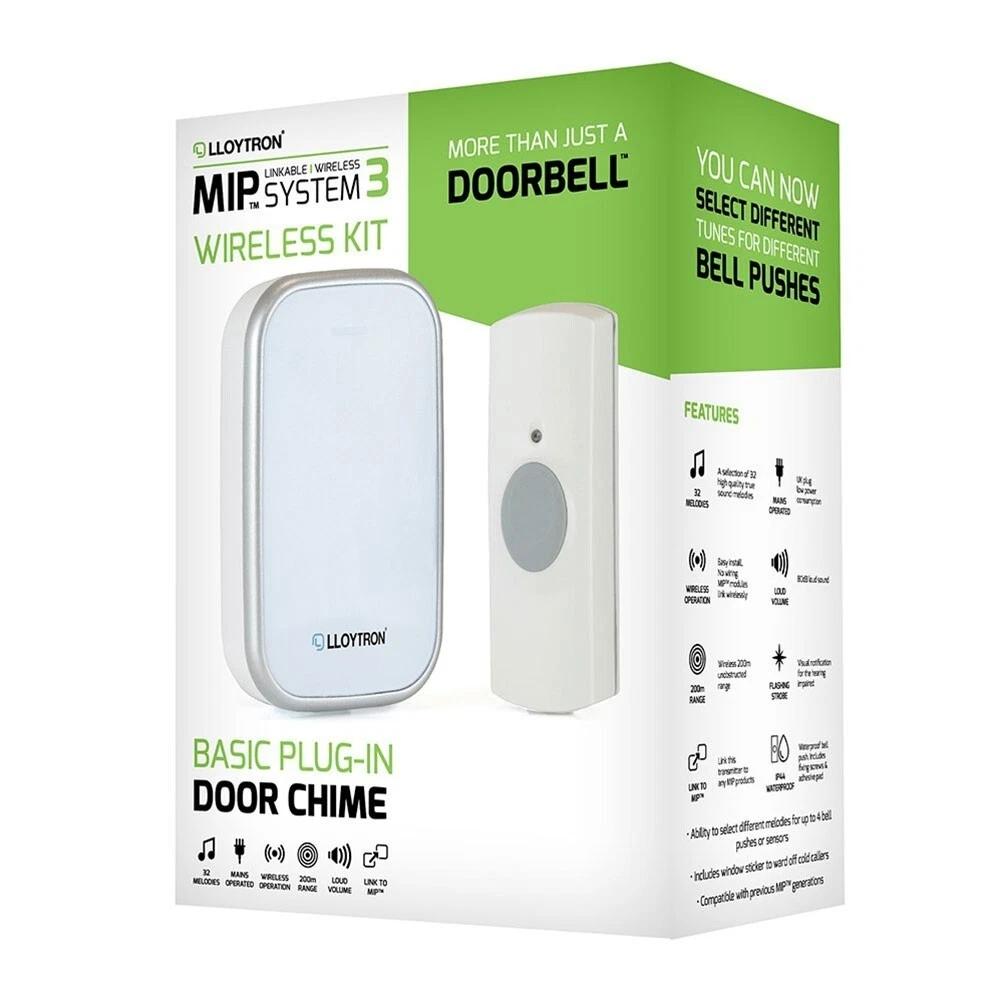 MIP3 32 Melody Battery Operated Portable Door Chime Kit White