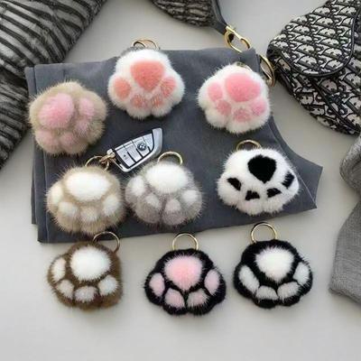 Kitten Claw Plush Pendant Rabub Birthday Gift Doll Car Keychain Accessories Bag Cat