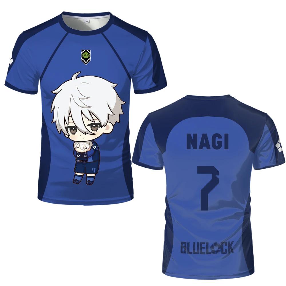 Japanese Anime Blue Lock Eleven Jersey Isagi Nagi Cute Pattern 3D Print T-shirt Men And Women Cartoon Character Print Tops