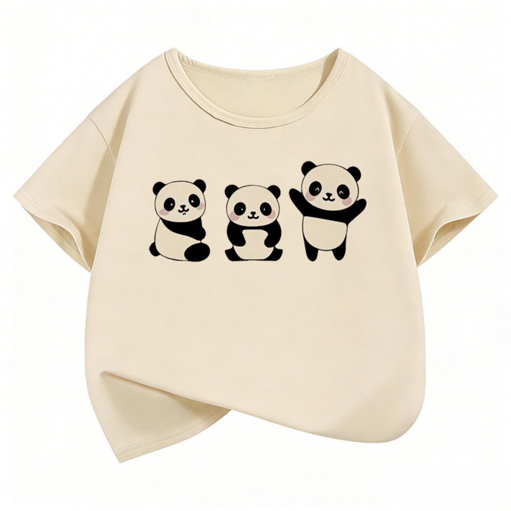 New 2026 Happy Panda Cute T Shirts Short Sleeve Kids Children's T-shirt Boys Girls Summer Spring Casual Top Tee Shirt