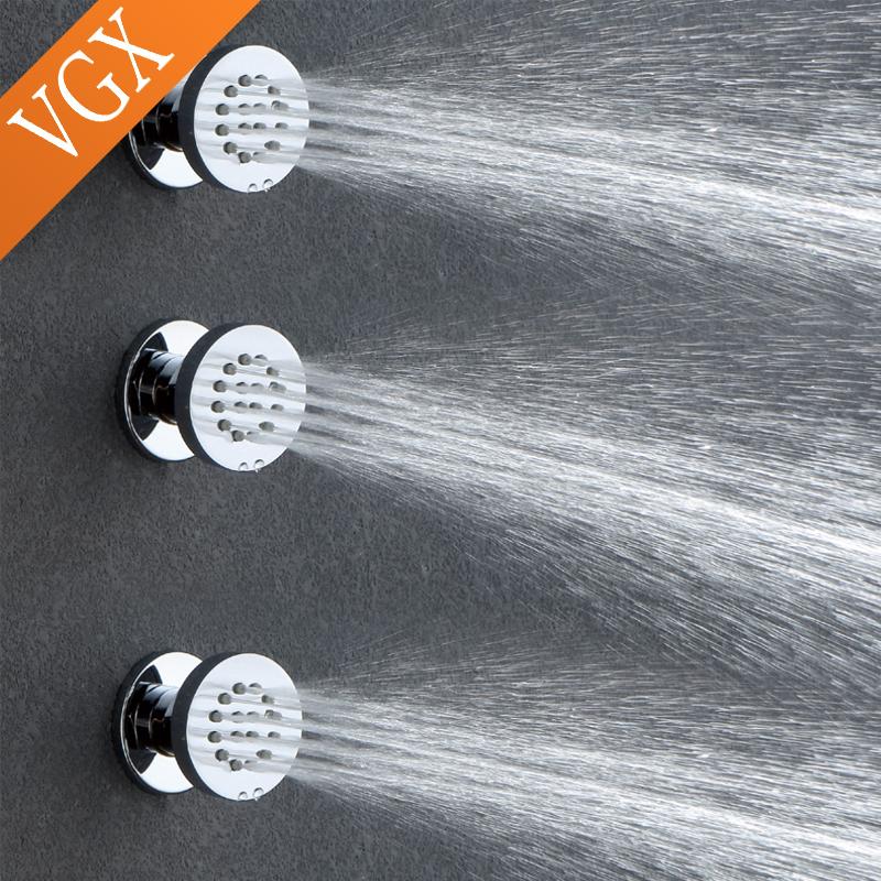 

VGX Brass Massage Body Jet Round Chrome Body Душевые форсунки SPA Душевая головка Душевая система Аксессуары для ванной комнаты